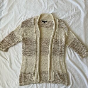 Banana Republic Cream and Tan Shawl Collar Cardigan